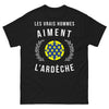 T-shirt Ardèche noir - Les vrais hommes aiment l'Ardèche