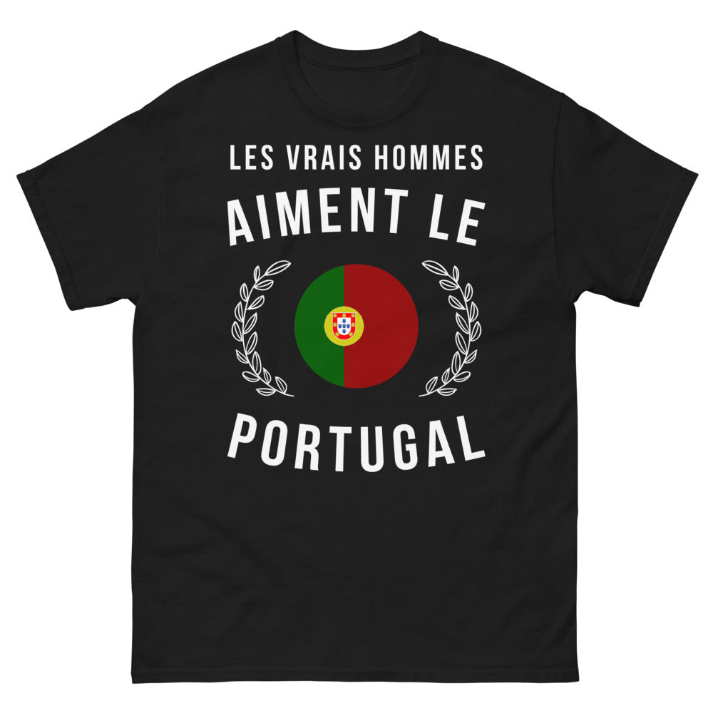T-shirt Portugal noir - Les vrais hommes aiment le Portugal