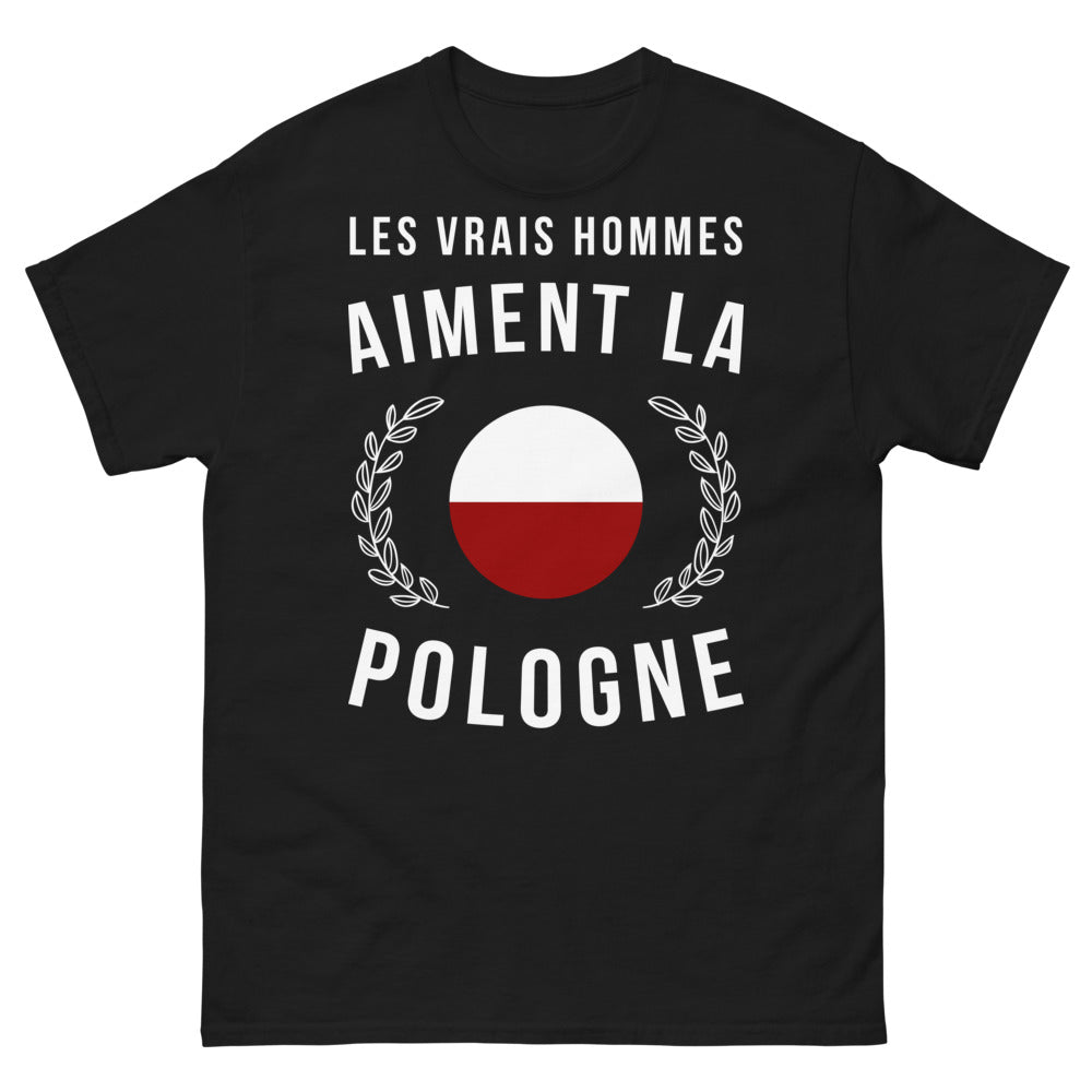 T-shirt Pologne noir - Les vrais hommes aiment la Pologne