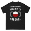T-shirt Pologne noir - Les vrais hommes aiment la Pologne