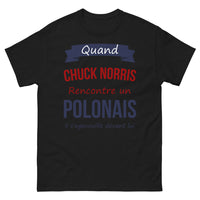 Thumbnail for T-shirt Chuck Norris et Polonais noir - Quand Chuck Norris rencontre un Polonais