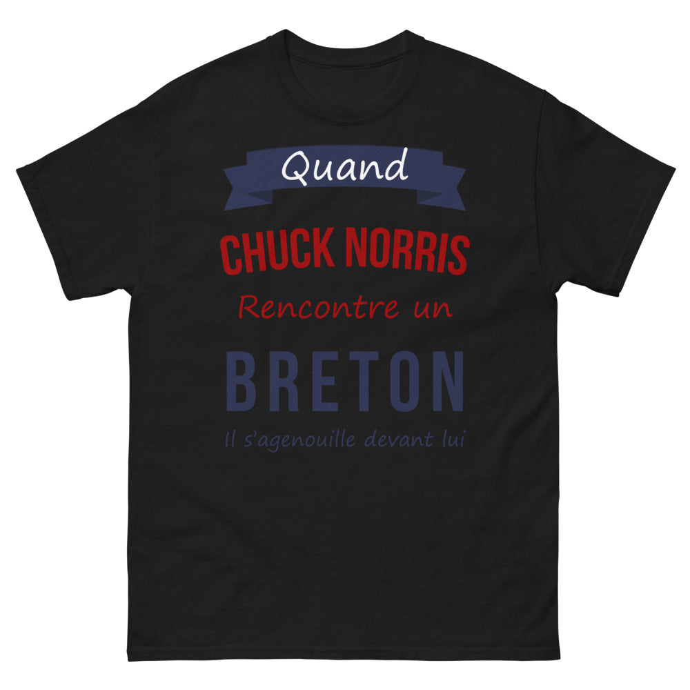 T-shirt Bretagne noir - Chuck Norris rencontre un Breton