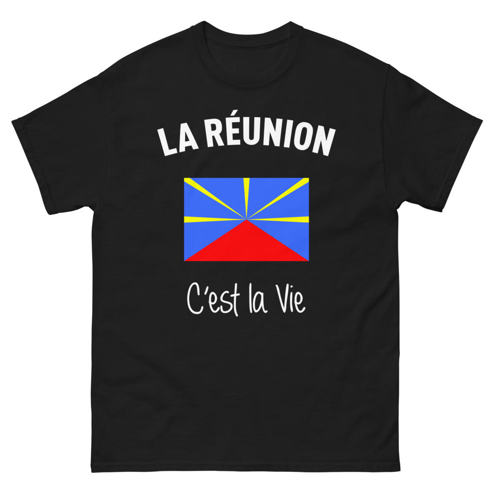 T-shirt Réunion noir - La Réunion c'est la vie