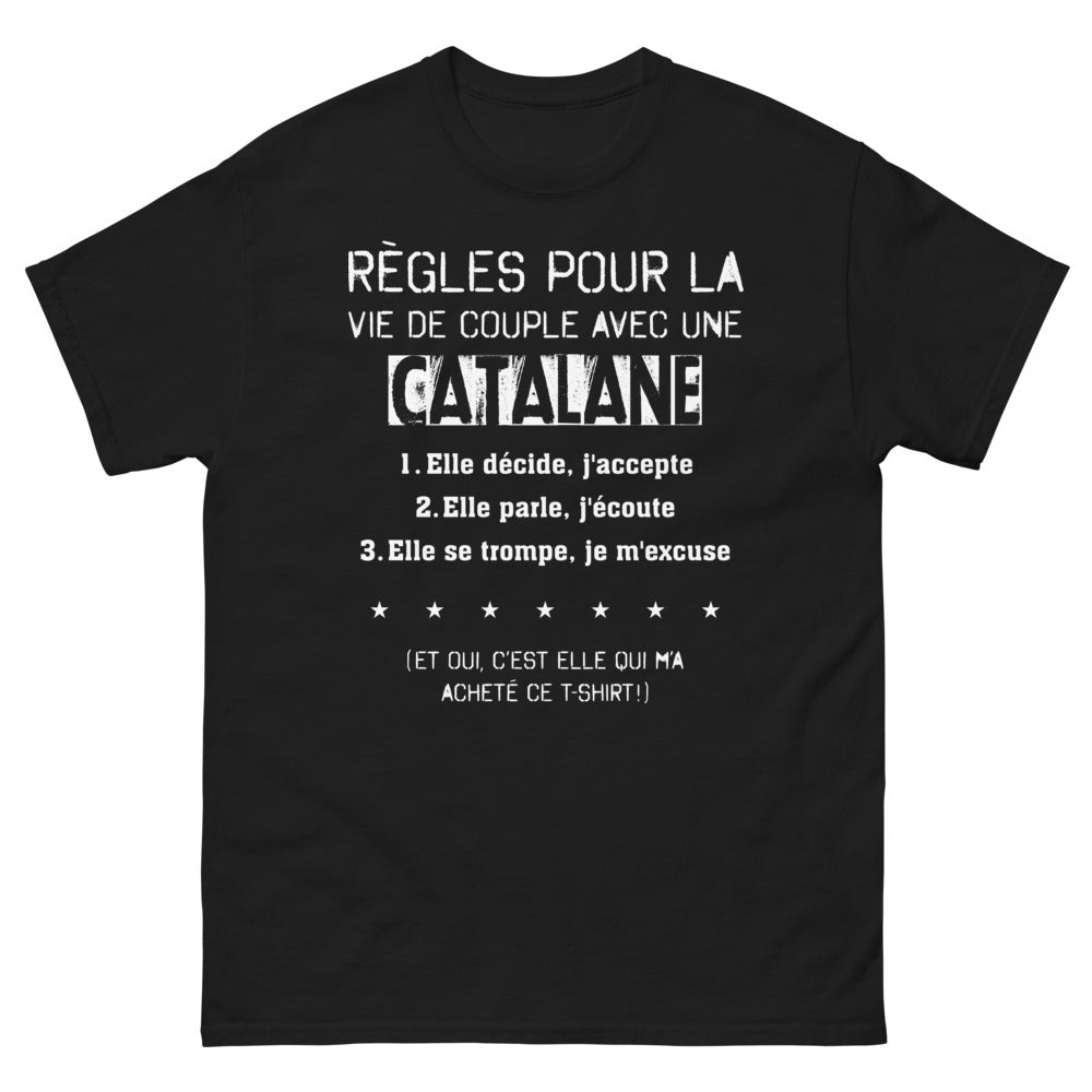 T-shirt Catalane noir - règles de vie en couple