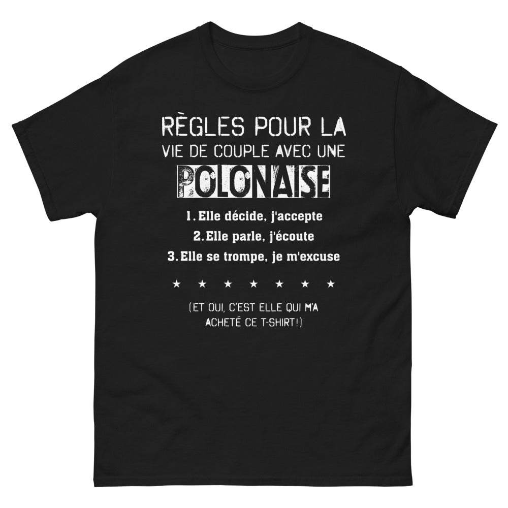 T-shirt Polonaise noir - règles de vie