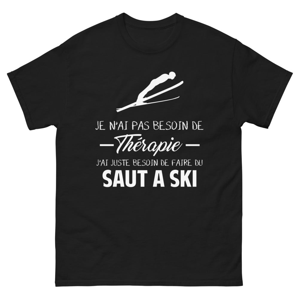 T-shirt Saut à Ski Haute-Savoie noir - je n'ai pas besoin de thérapie