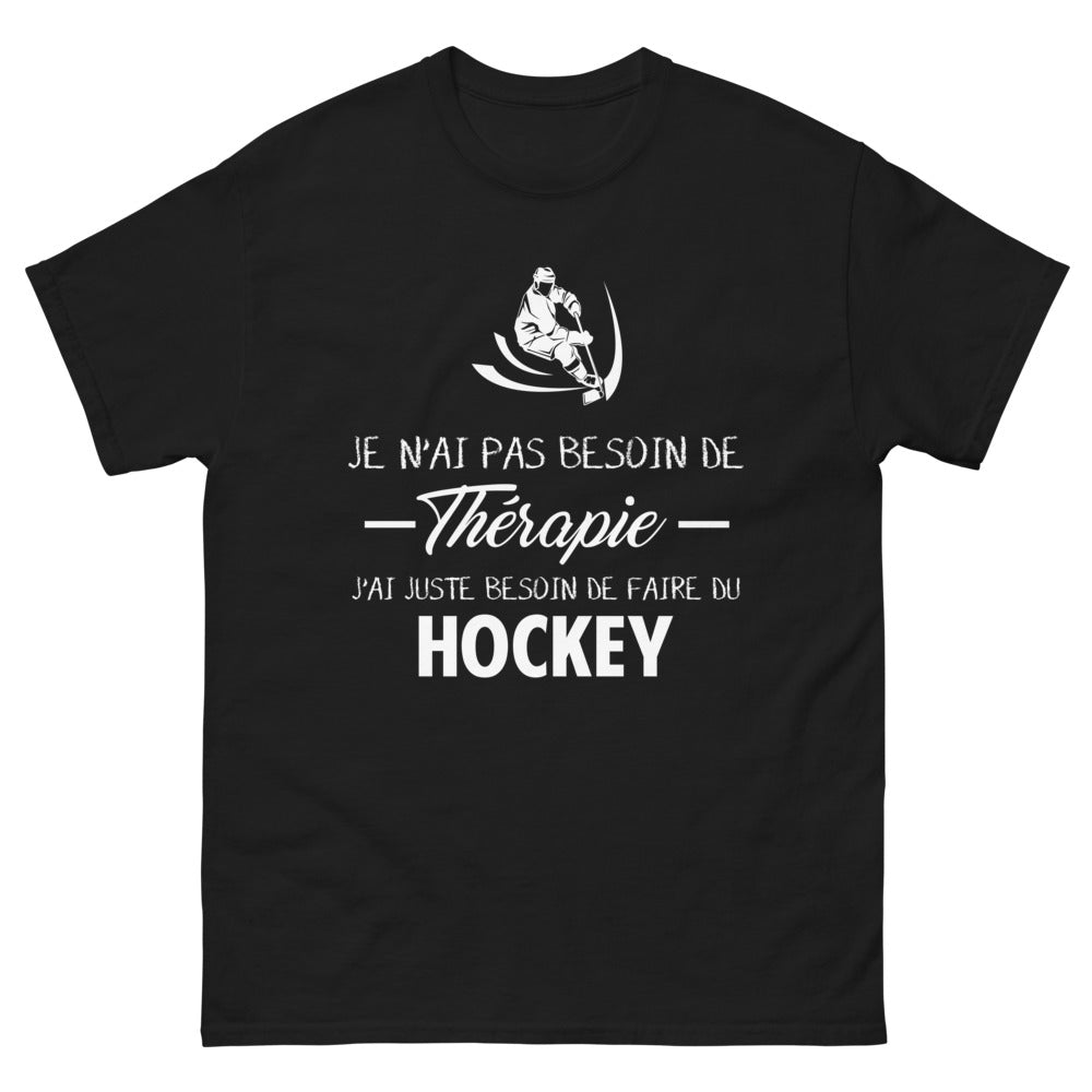 T-shirt hockey noir - pas besoin de thérapie