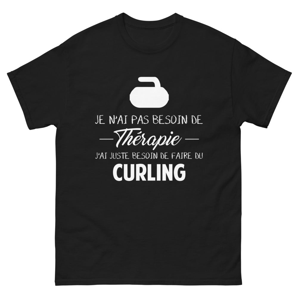 T-shirt curling noir - Je n'ai pas besoin de thérapie, juste de curling