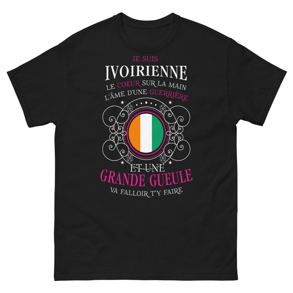 T-shirt ivoirienne noir face - cœur sur la main