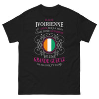 Thumbnail for T-shirt ivoirienne noir face - cœur sur la main