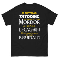 Thumbnail for T-shirt roumain noir - Contrôler Mordor à dos de dragon