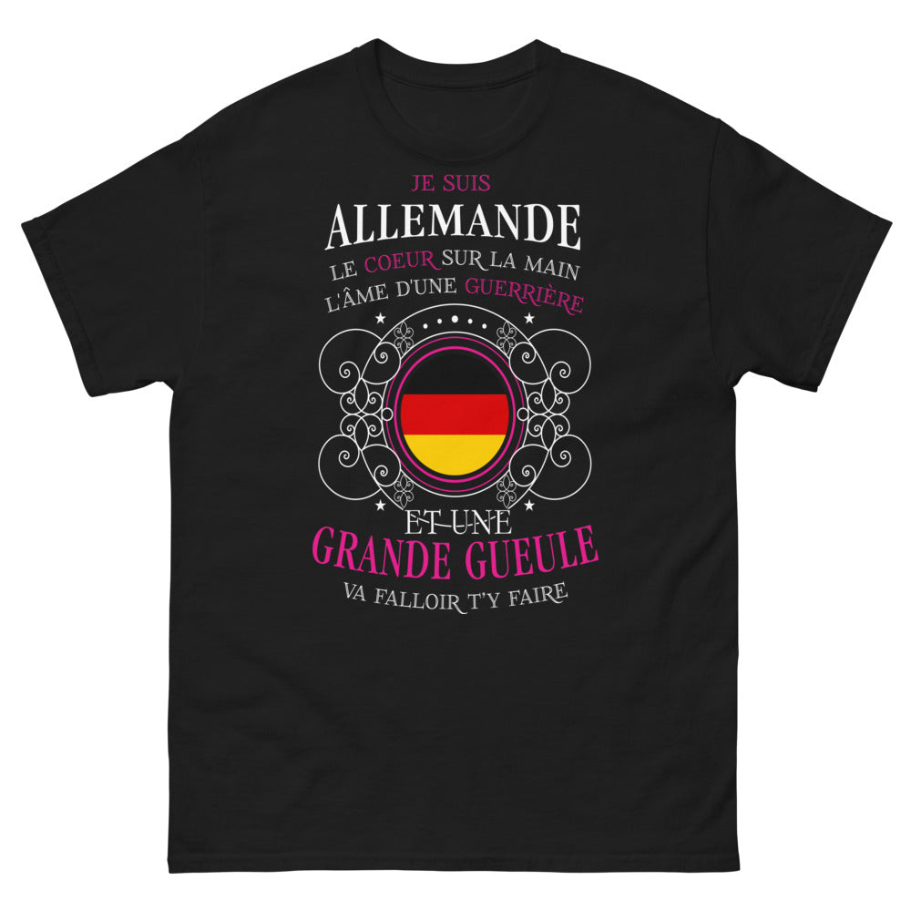 T-shirt Allemande noir - cœur généreux et grande gueule