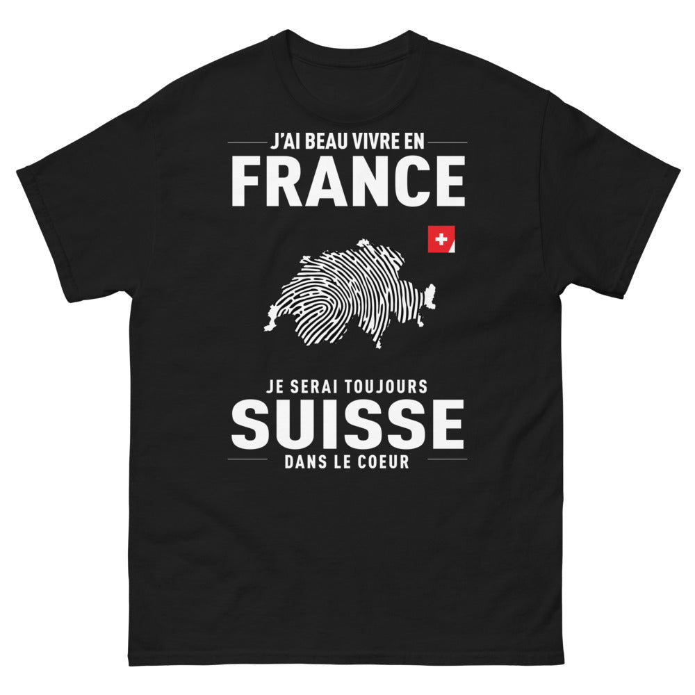 T-shirt Suisse noir - cœur helvète