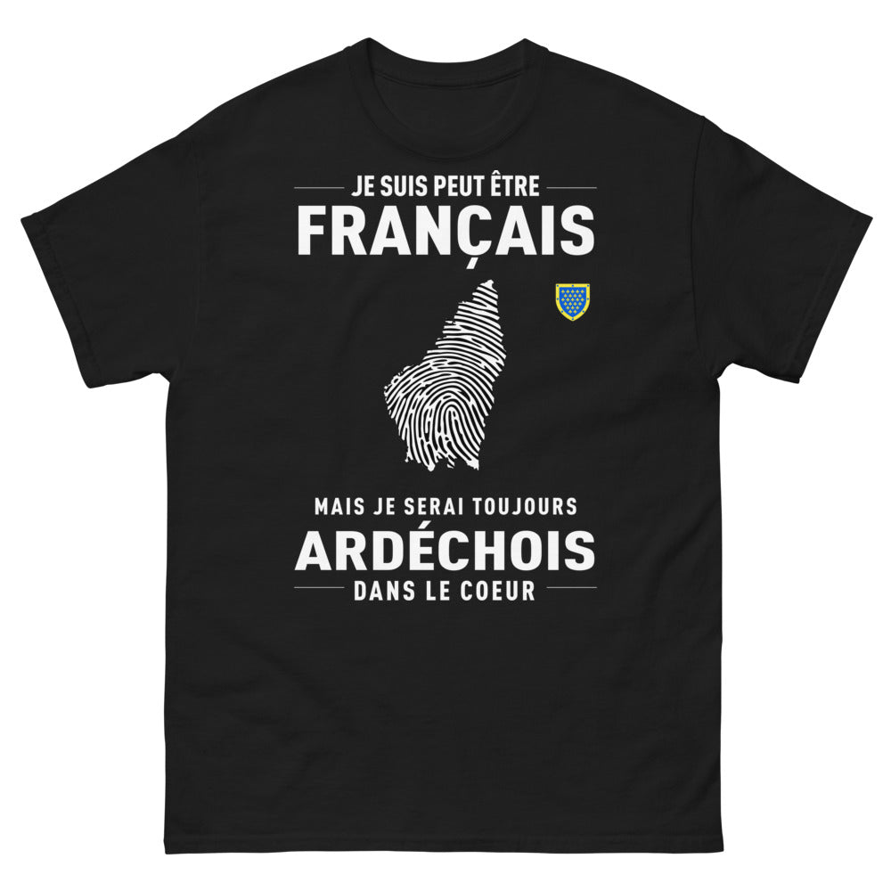 T-shirt Ardèche noir - Je suis peut-être français