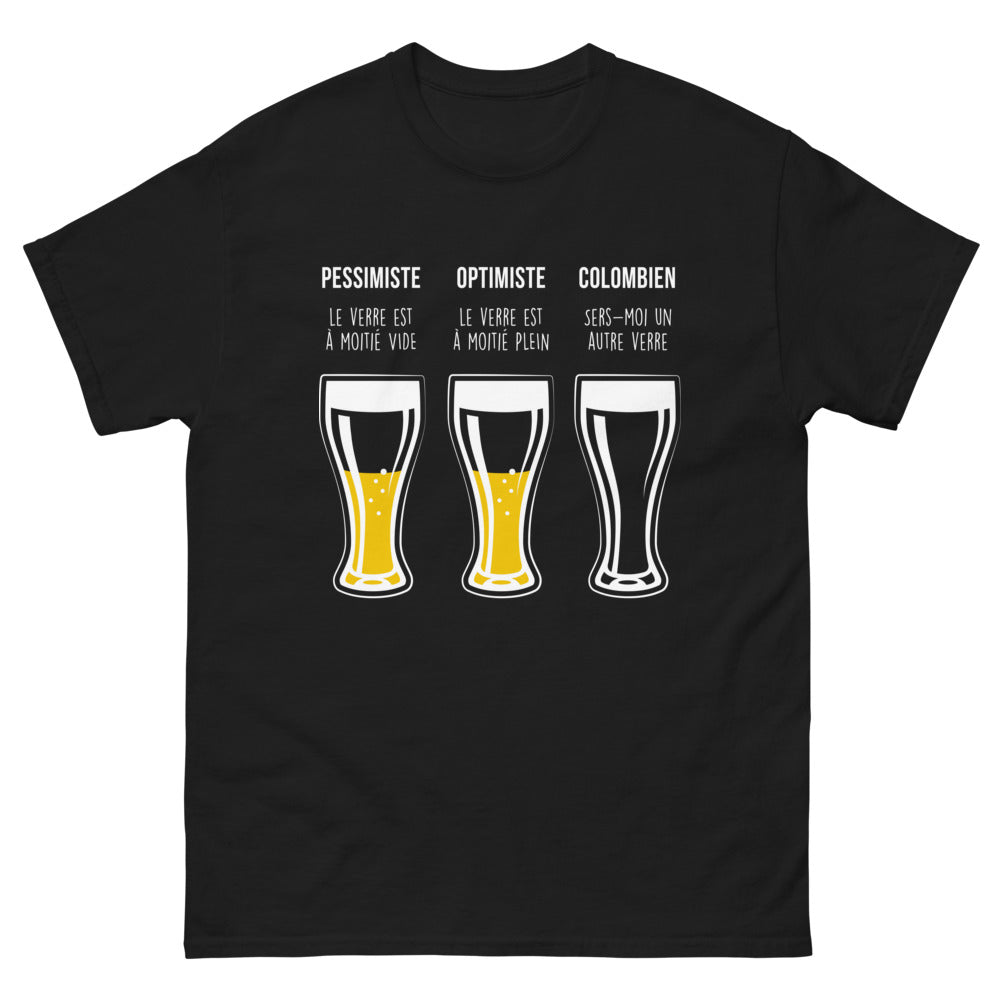 T-shirt Colombien noir face - verre toujours plein