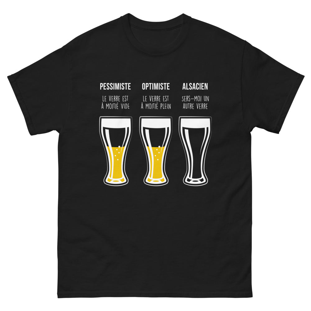 T-shirt Alsacien noir - verre plein ou vide