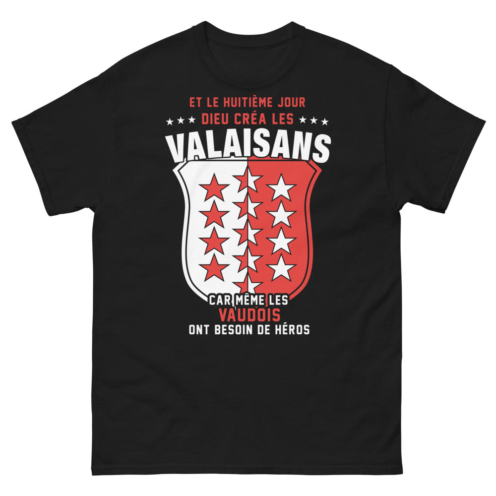 T-shirt Valaisans noir - et le huitième jour créa les héros