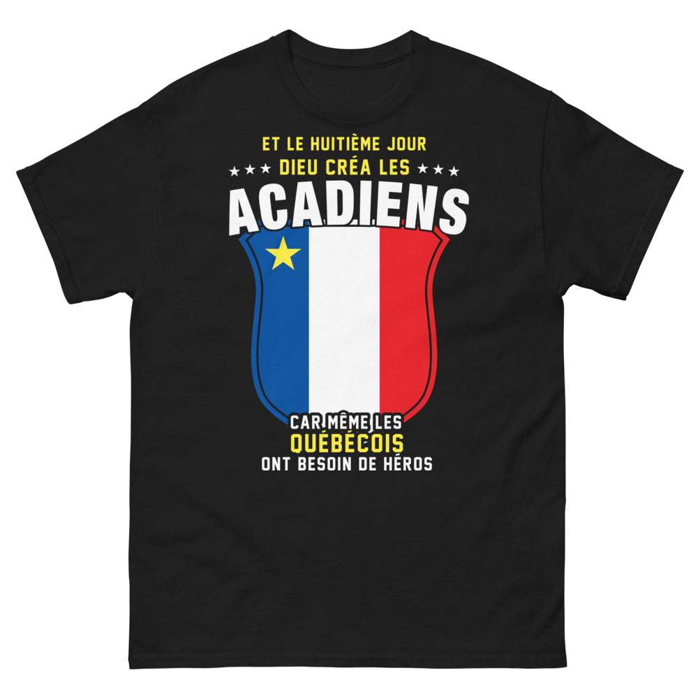 T-shirt Acadiens noir - héros acadien humoriste
