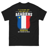 Thumbnail for T-shirt Acadiens noir - héros acadien humoriste