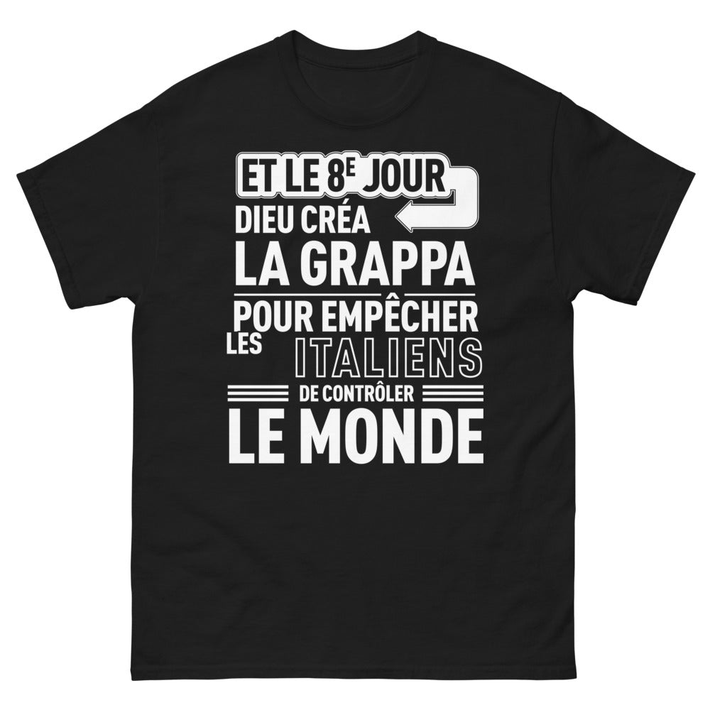 T-shirt Italie noir - Et le 8e jour, Dieu créa la grappa