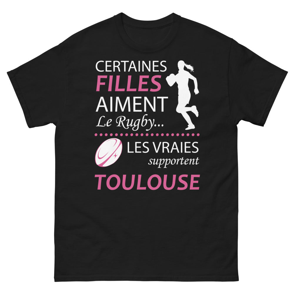 T-shirt Toulouse rugby noir - Certaines filles aiment le rugby