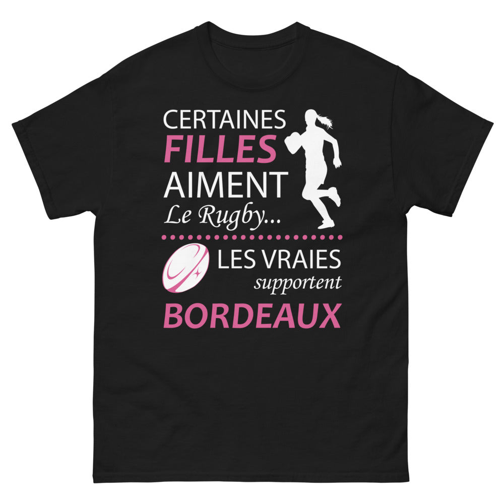 T-shirt Bordeaux rugby noir - filles fières