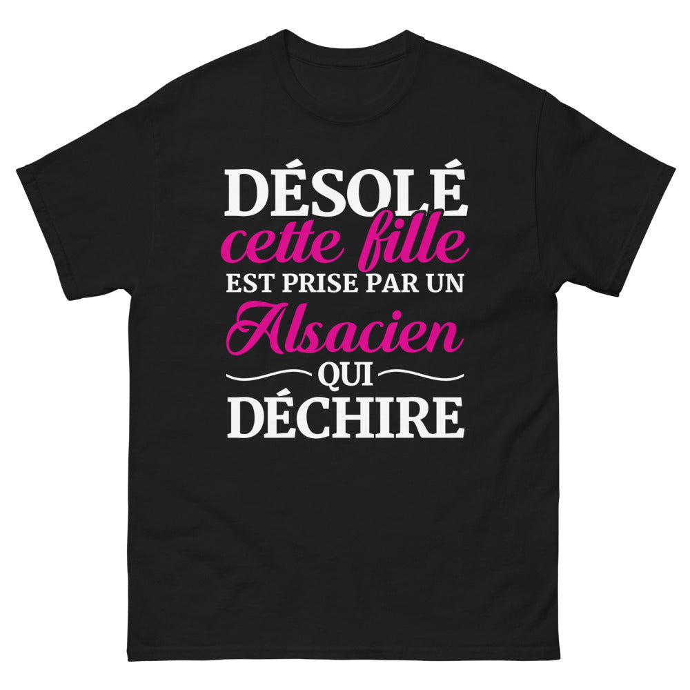 T-shirt Alsace noir - Déjà prise par un Alsacien qui déchire