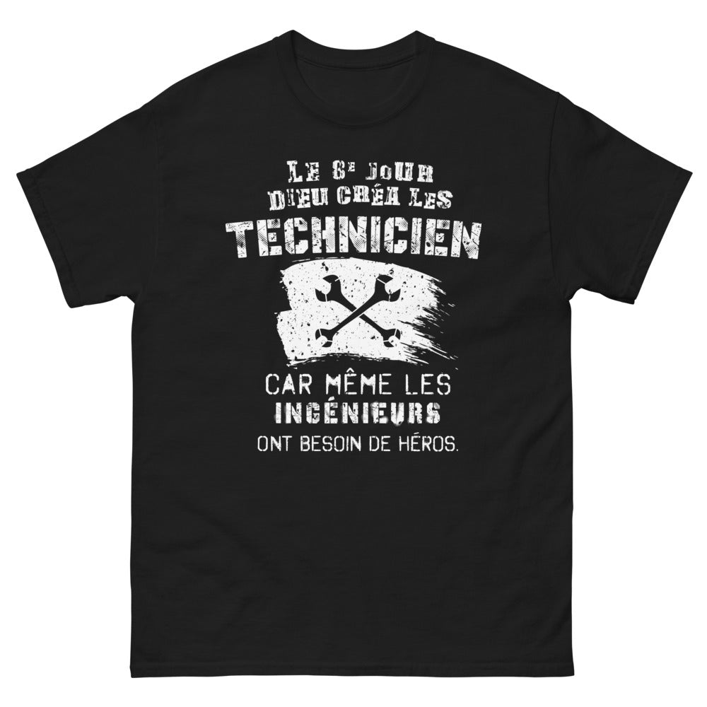 T-shirt technicien héros noir - Le 8e jour crea les techniciens