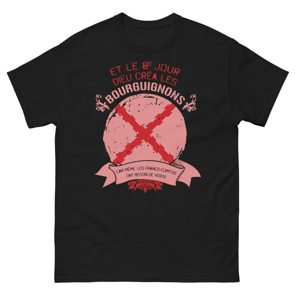T-shirt Bourguignons et Francs-Comtois noir - hommage héroïque, humour régional