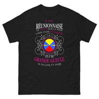 Thumbnail for T-shirt Réunionnaise noir - cœur de guerrière et grande gueule