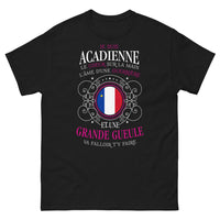 Thumbnail for T-shirt acadien noir - cœur sur main, guerrière et grande gueule
