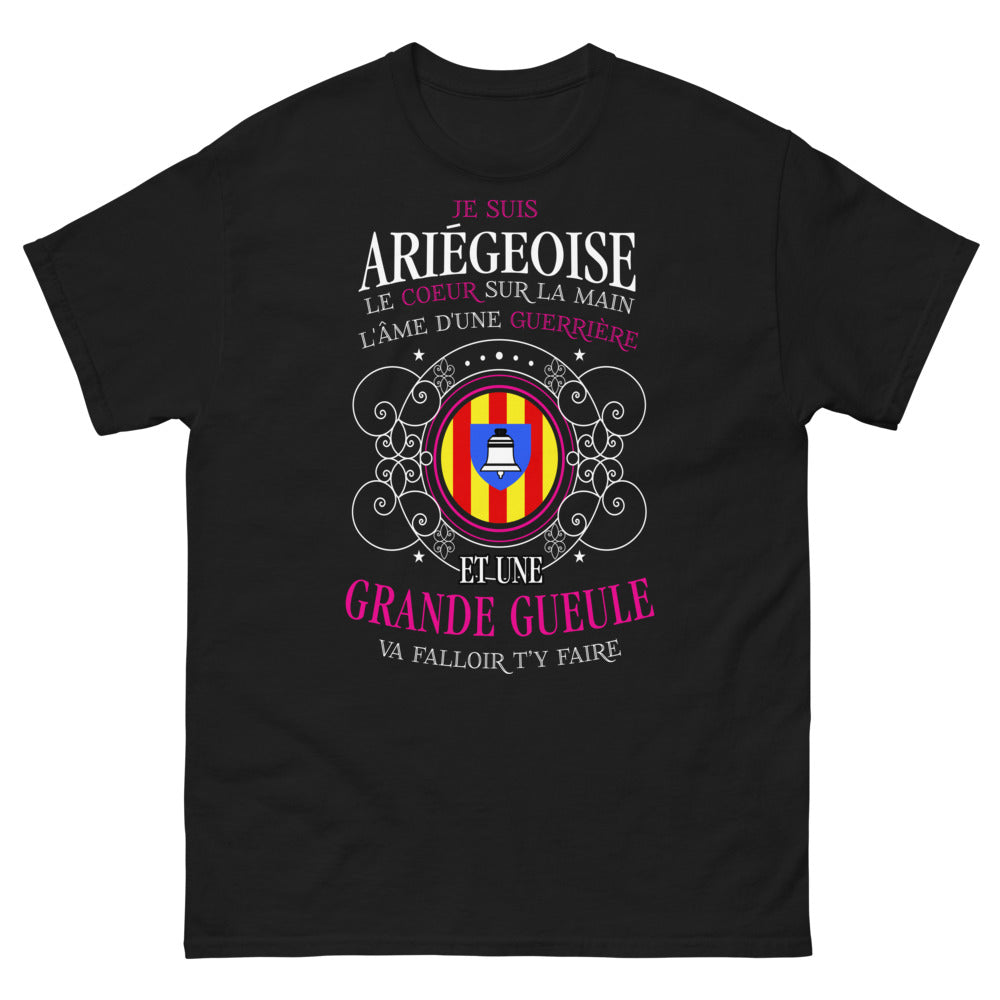 T-shirt Ariège noir face - Âme de guerrière et grande gueule