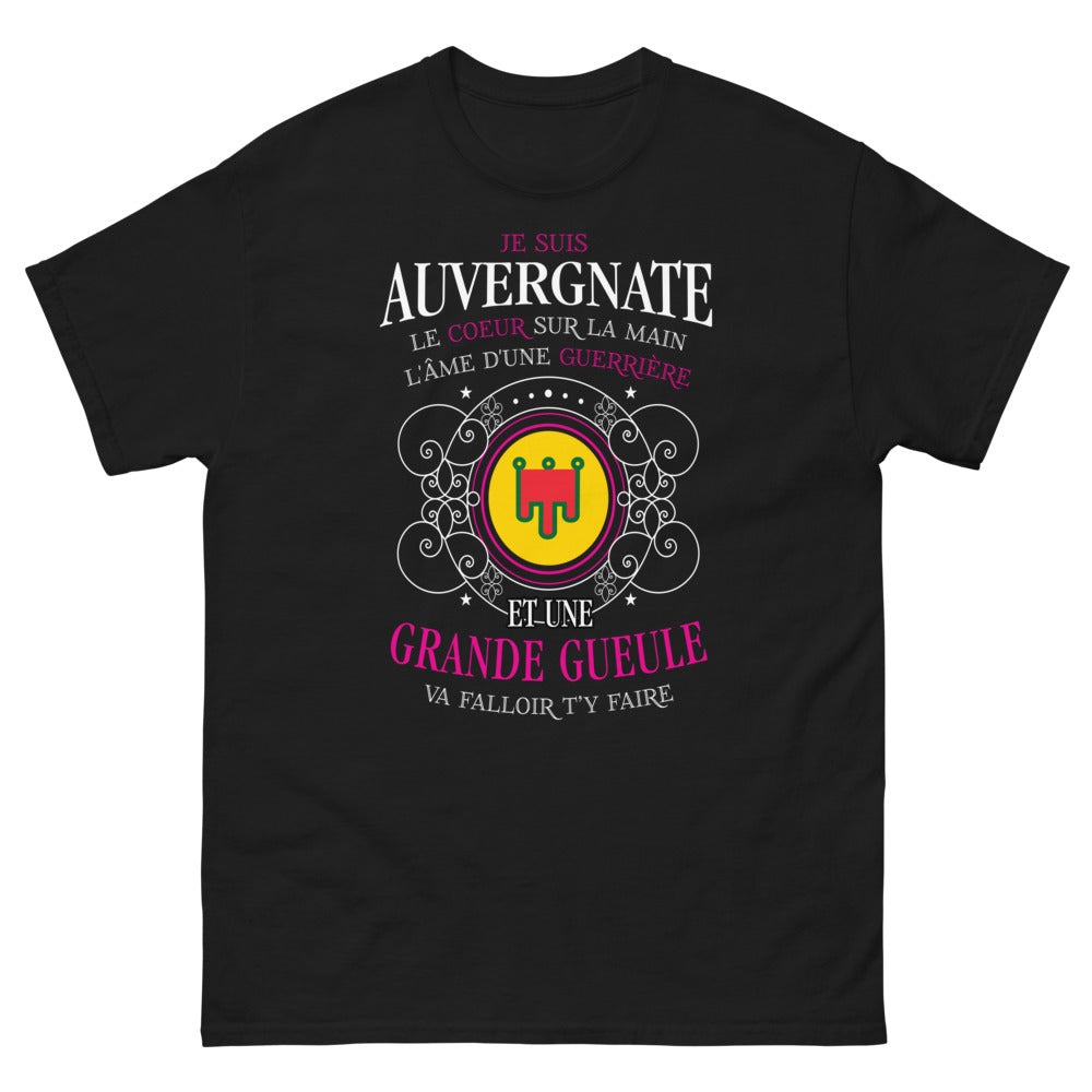 T-shirt Auvergne noir - Je suis Auvergnate, guerrière au grand cœur