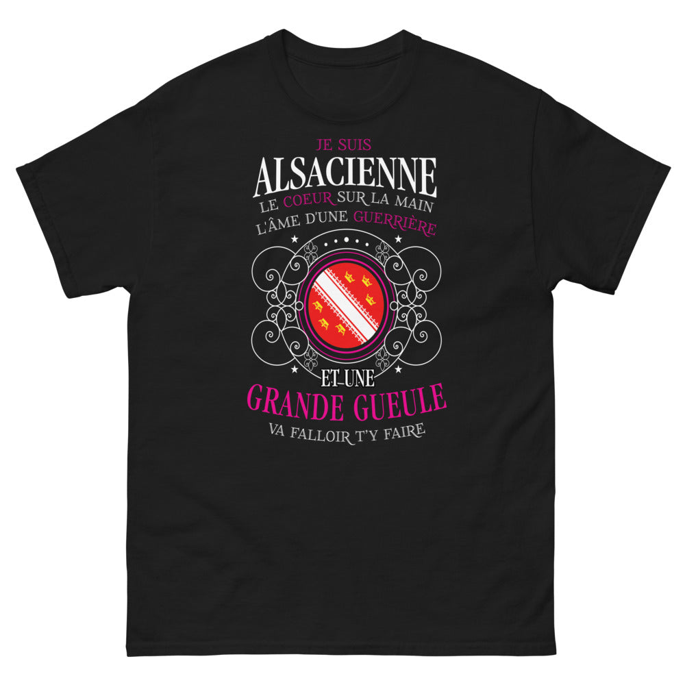 T-shirt Alsacienne noir - cœur sur la main et grande gueule