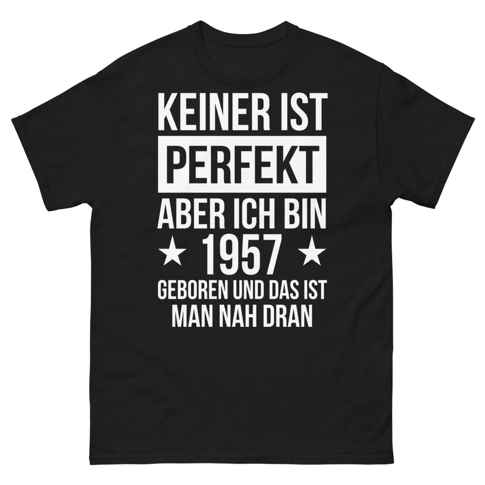 T-Shirt Franken schwarz - Keiner ist perfekt, 1957 geboren