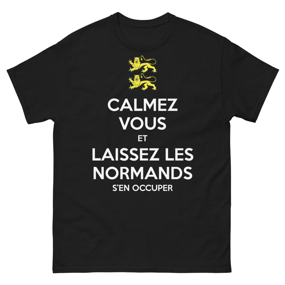 T-shirt Normandie noir - Calmez-vous et laissez les Normands s'en occuper