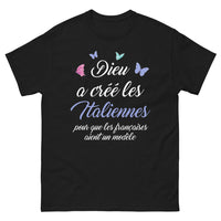 Thumbnail for T-shirt italiennes noir - Dieu a créé les italiennes pour que les françaises aient un modèle