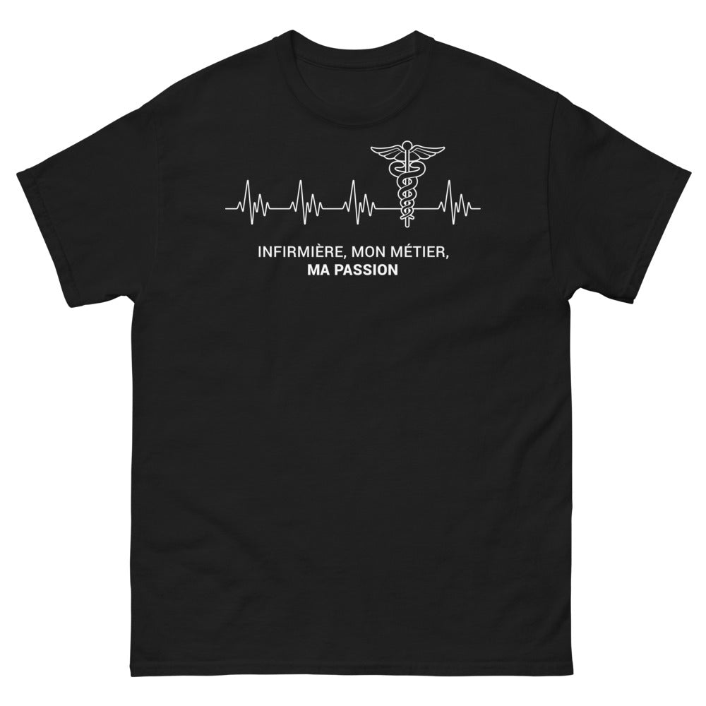 T-shirt infirmière noir - mon métier, ma passion