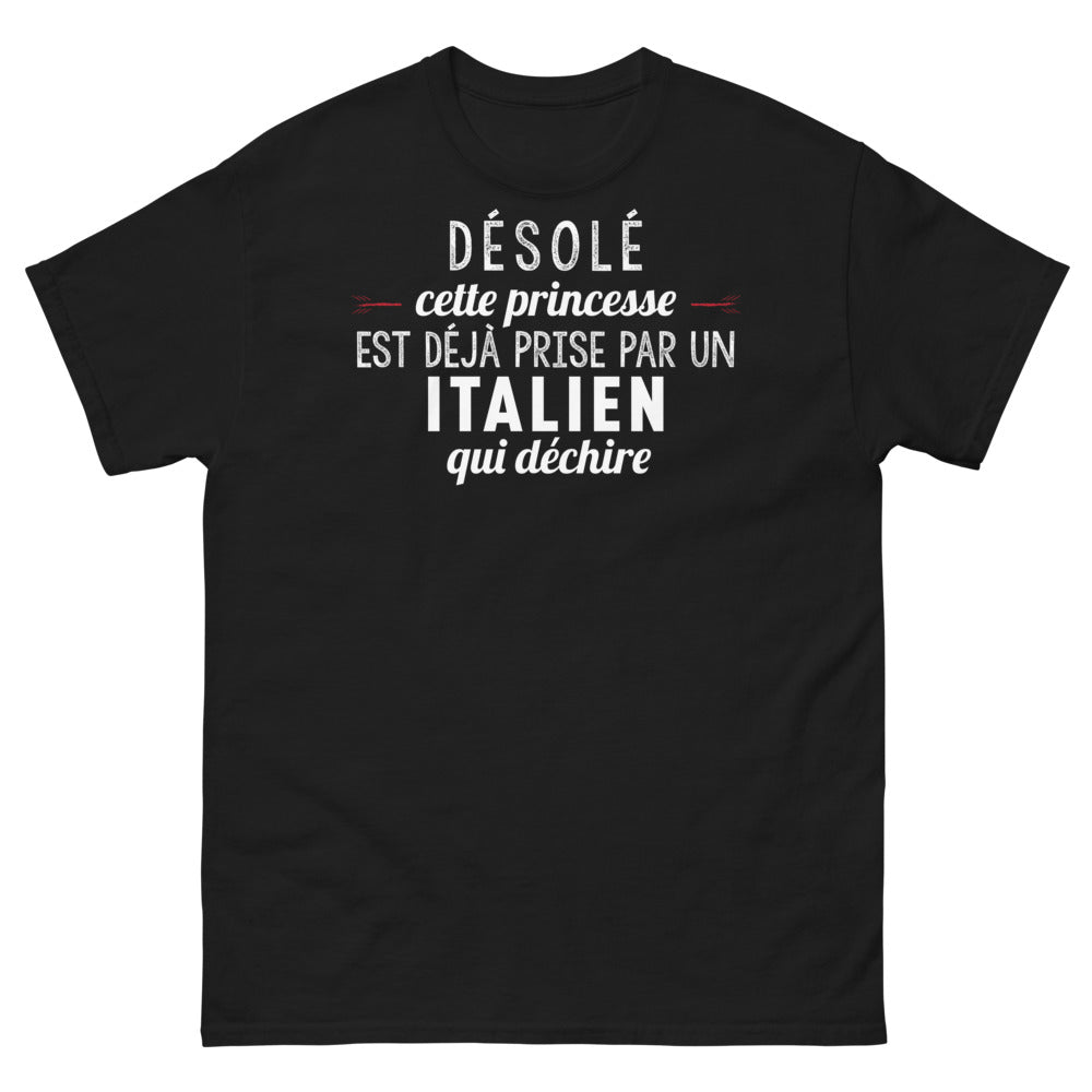 T-shirt Italie noir - princesse prise par un Italien qui déchire