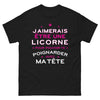 T-shirt licorne poignard noir - humour ironique