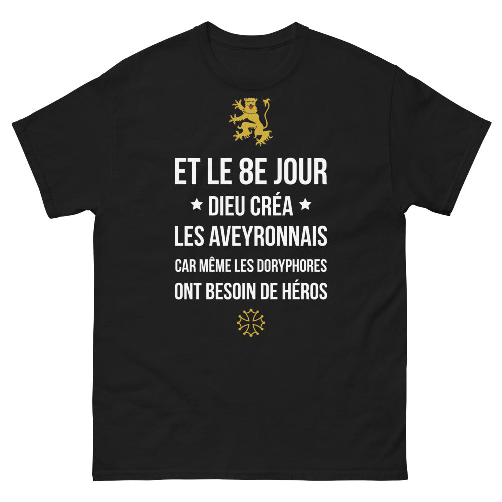 T-shirt Aveyronnais noir - héros du quotidien