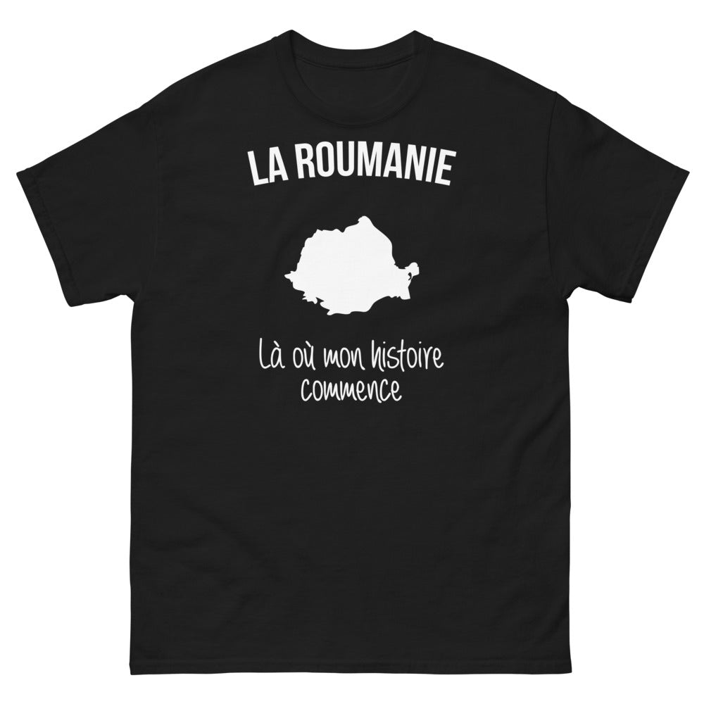 T-shirt Roumanie noir - Là où mon histoire commence