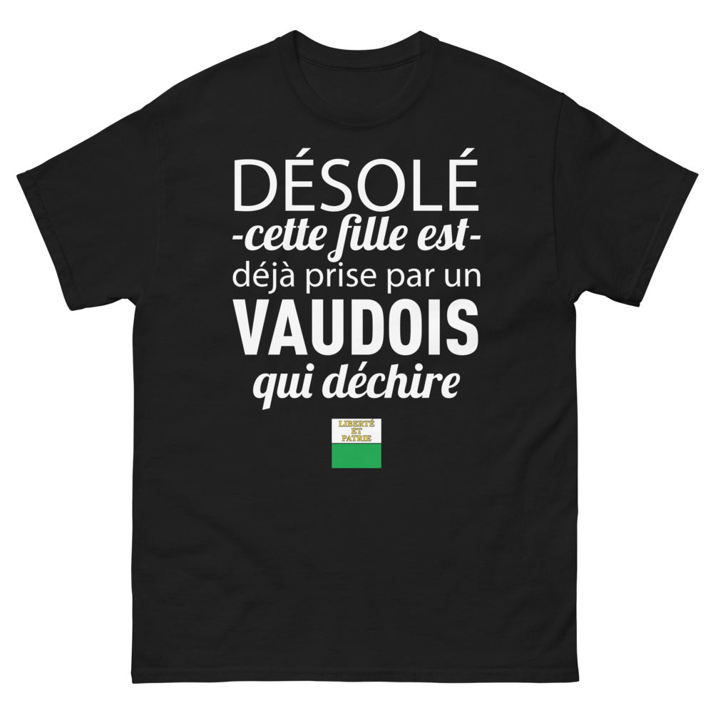 T-shirt Vaudois noir - déjà prise par un Vaudois qui déchire