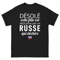Thumbnail for T-shirt Russie noir - Désolé, cette fille est déjà prise par un Russe qui déchire