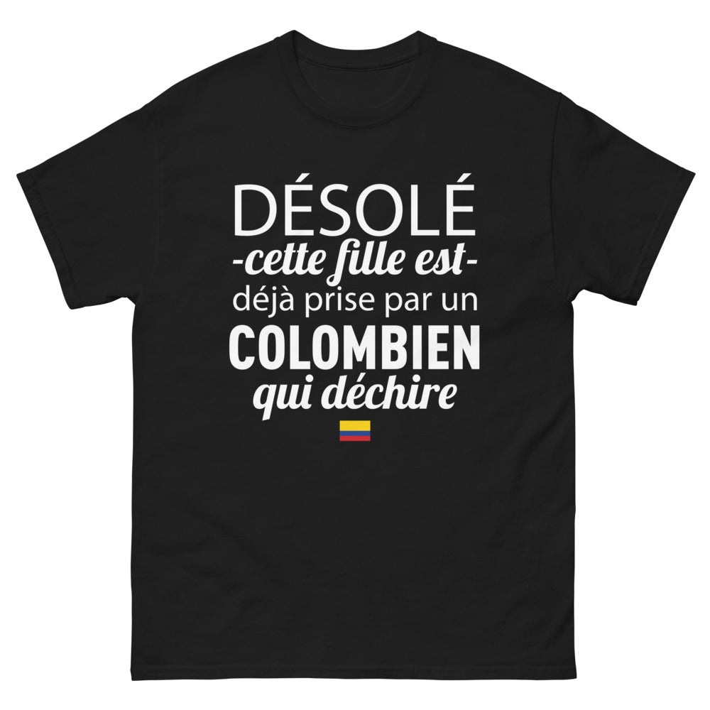 T-shirt Colombie noir - Cette fille est déjà prise par un Colombien qui déchire