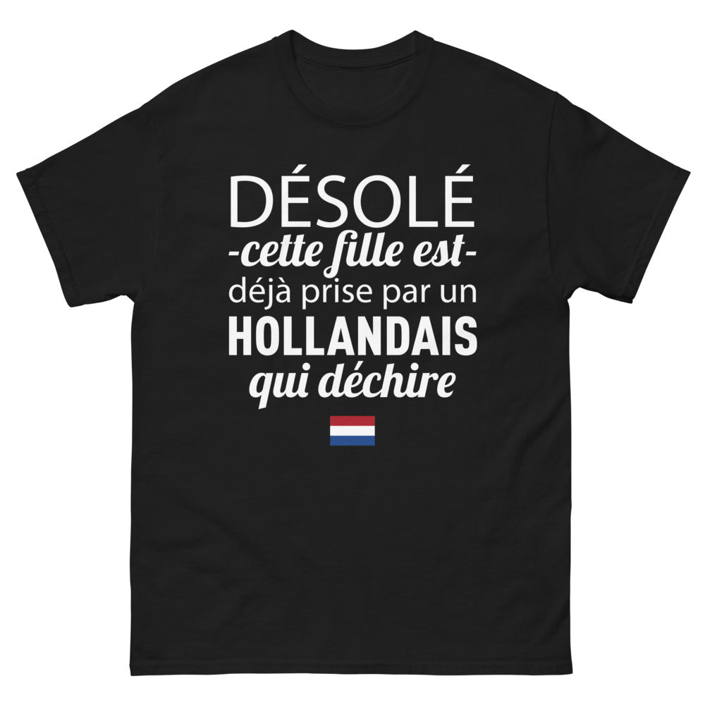 T-shirt Hollandais qui déchire noir - Désolé, cette fille est prise par un Hollandais qui déchire