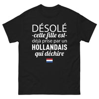 Thumbnail for T-shirt Hollandais qui déchire noir - Désolé, cette fille est prise par un Hollandais qui déchire