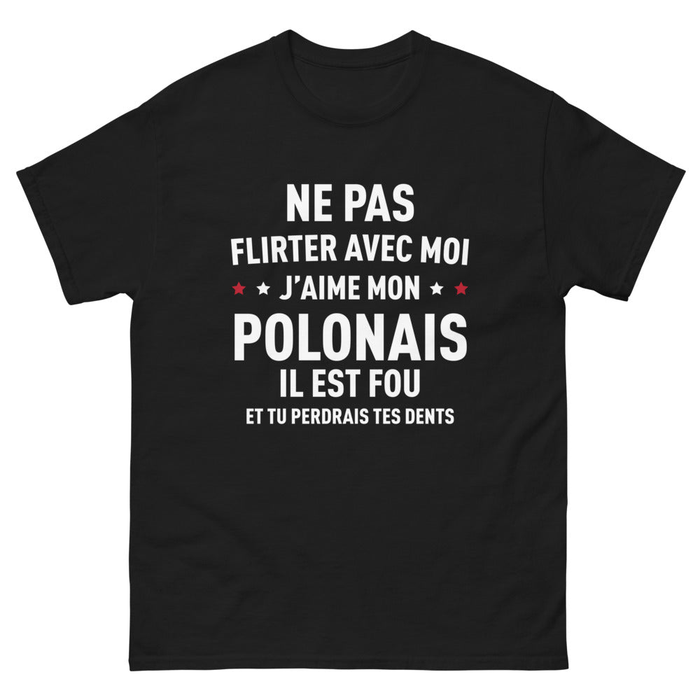 T-shirt Pologne noir face - fier de mon Polonais