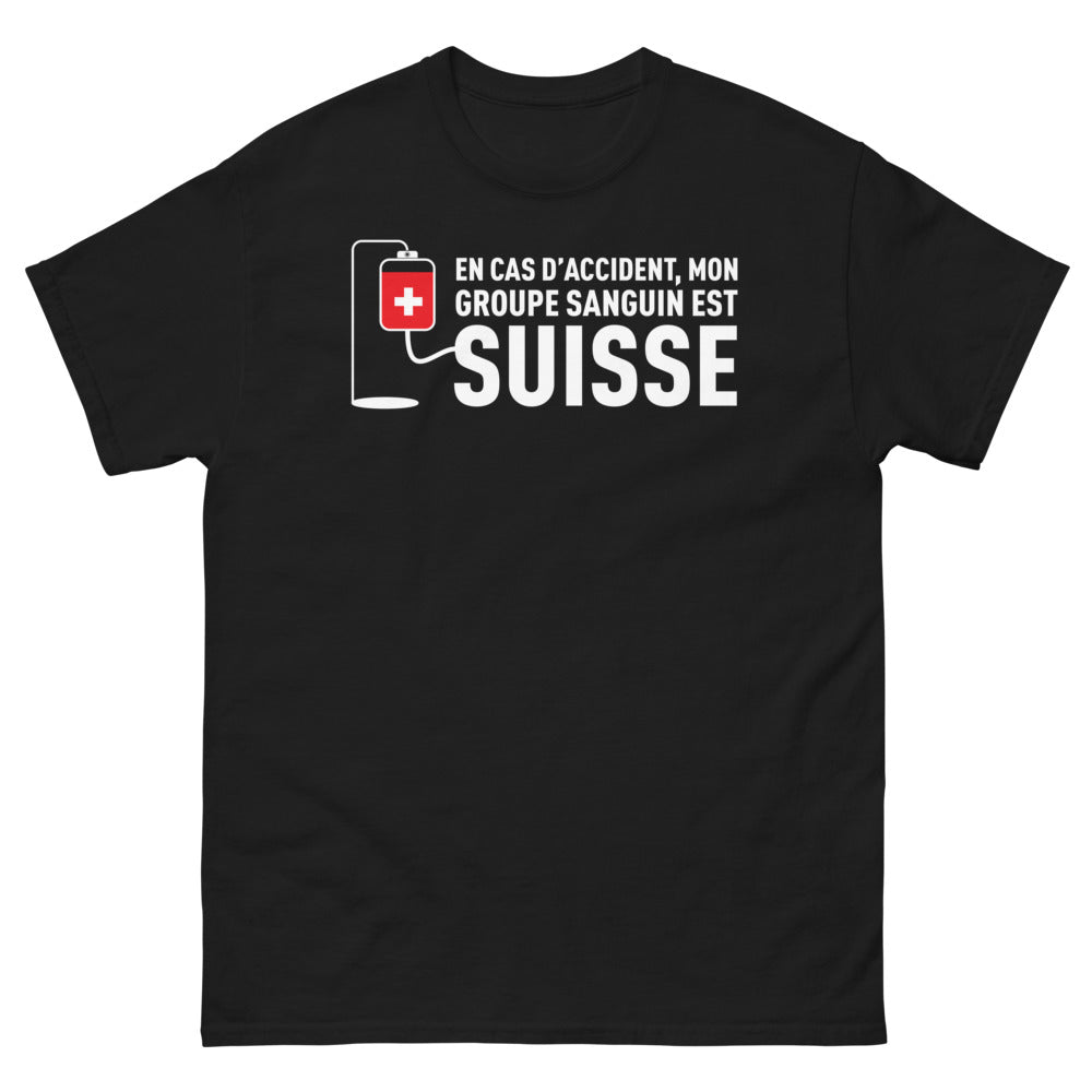 T-shirt Suisse noir - Mon groupe sanguin est Suisse