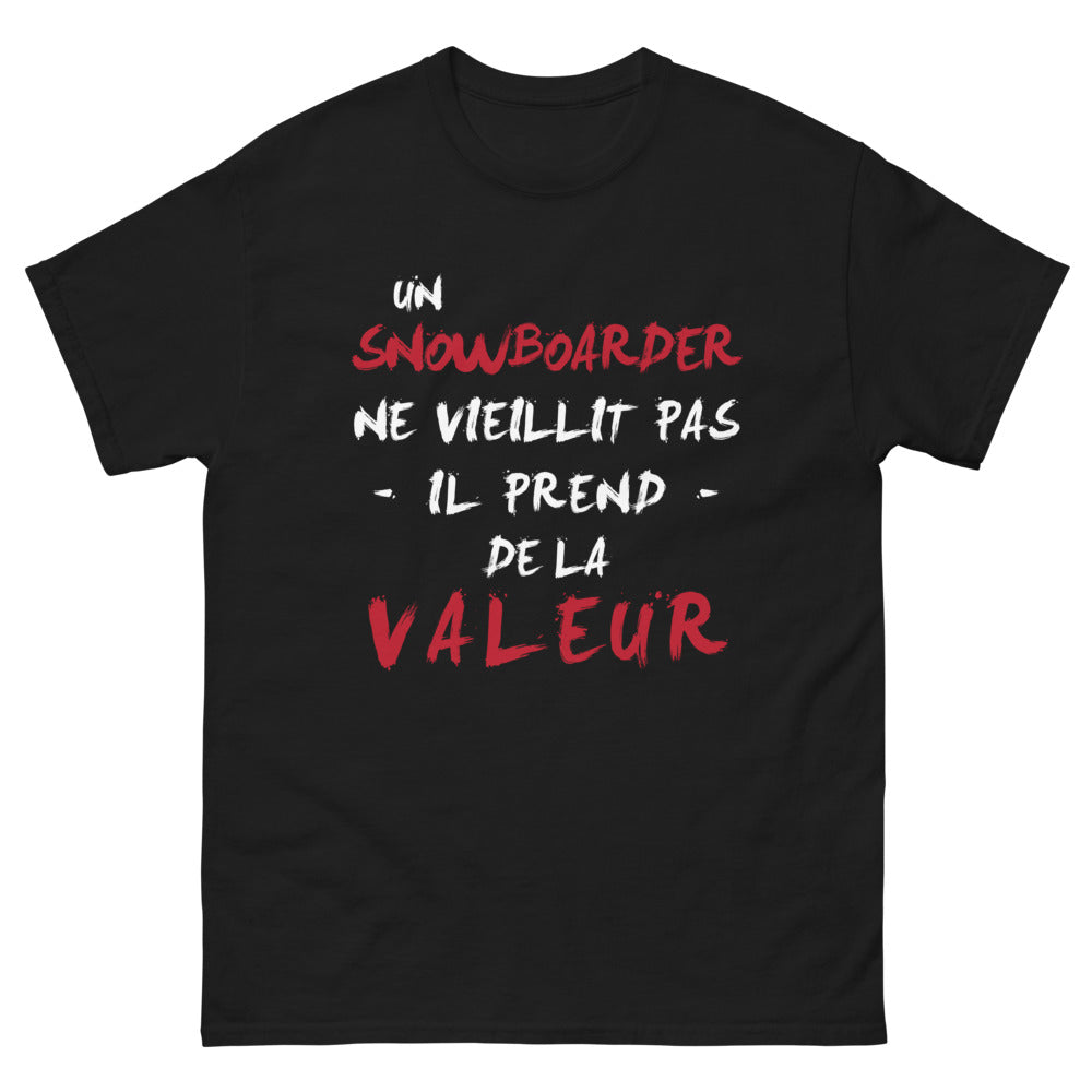 T-shirt snowboarder noir - un snowboarder ne vieillit pas